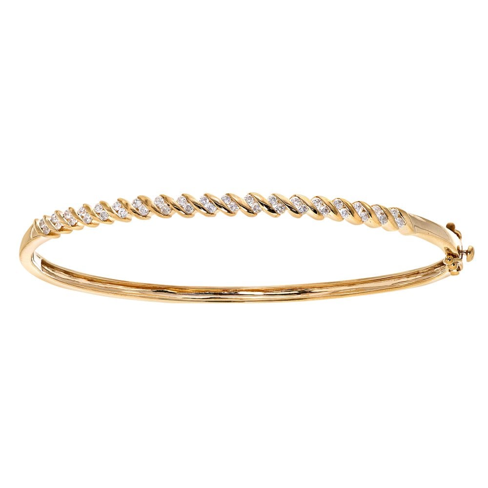 SPARKLD 9ct Yellow Gold 0.50ct Diamond Crossover Bangle