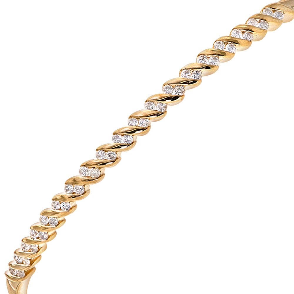 SPARKLD 9ct Yellow Gold 0.50ct Diamond Crossover Bangle