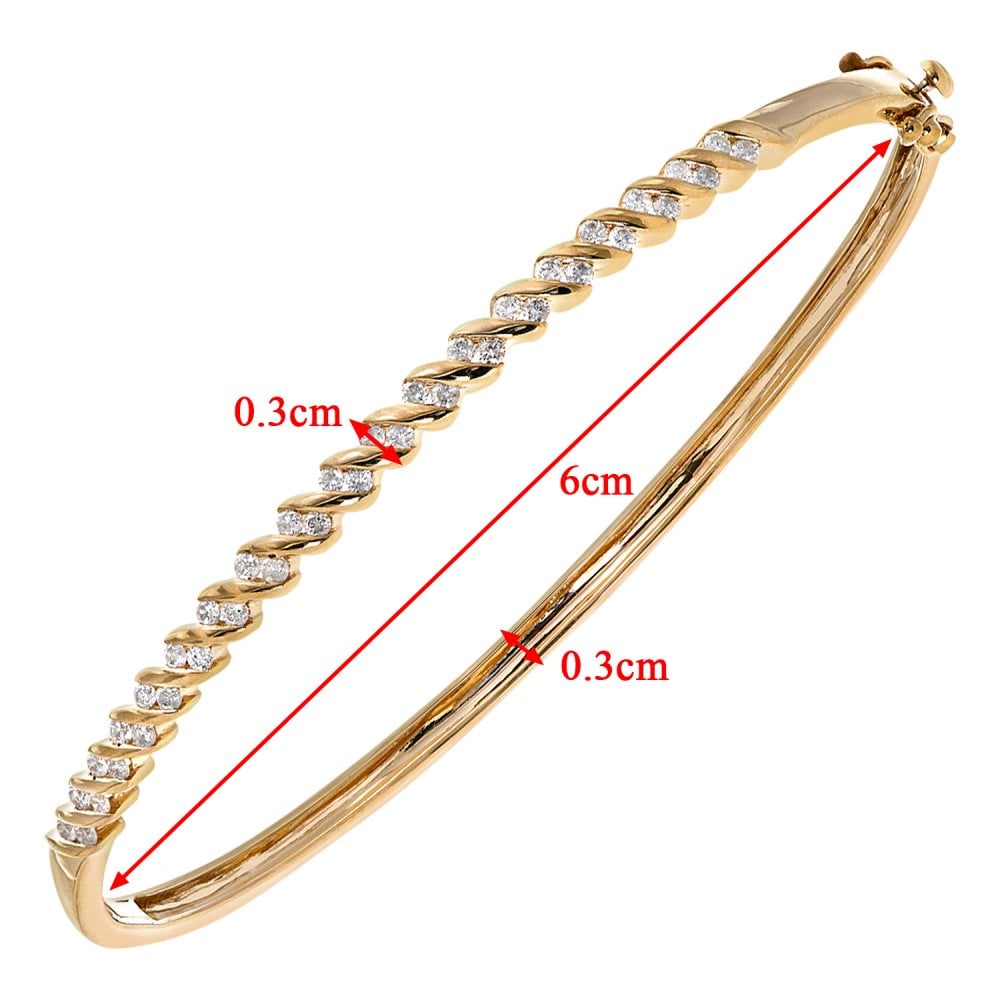 SPARKLD 9ct Yellow Gold 0.50ct Diamond Crossover Bangle