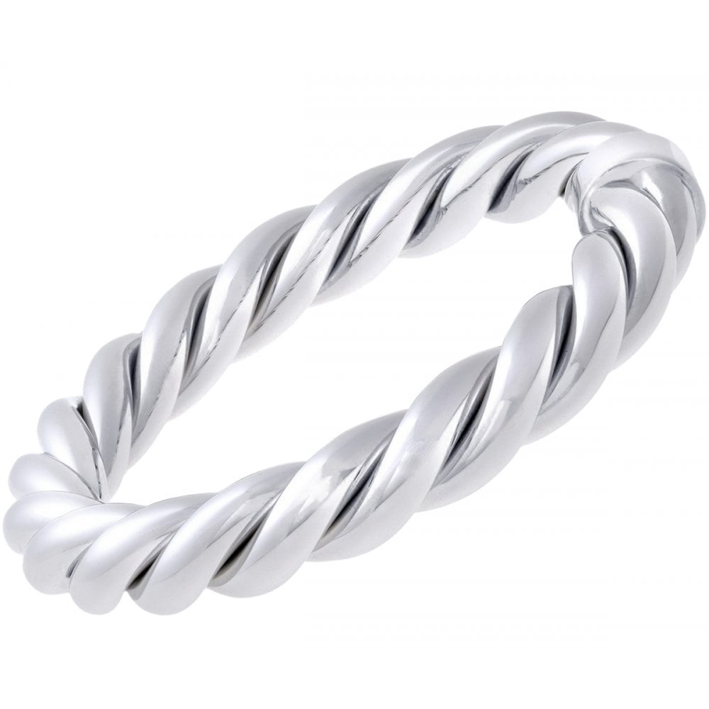 SPARKLD Rhodium Plated Silver Twist Rope Slave Bangle ct  Diameter 65mm