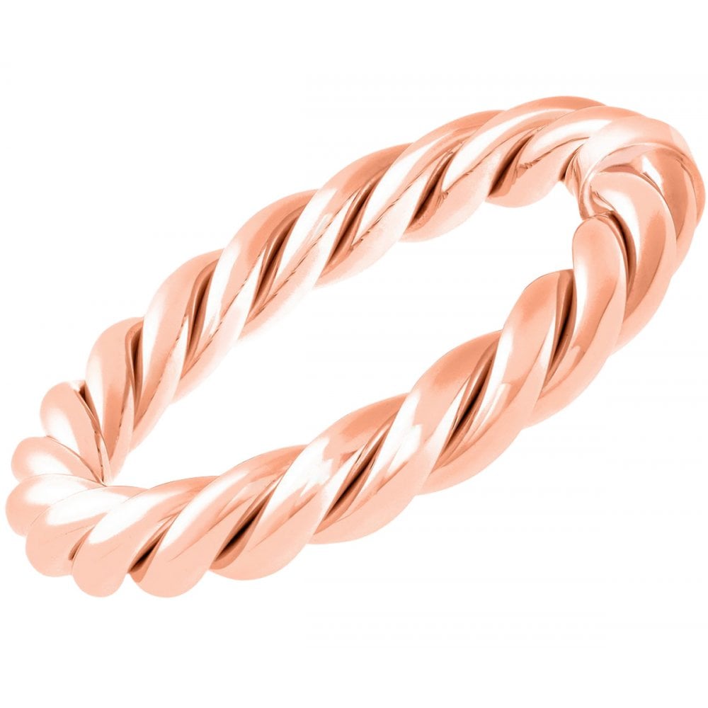 SPARKLD Rose Gold Plated Silver Twist Rope Slave Bangle ct  Diameter 65mm