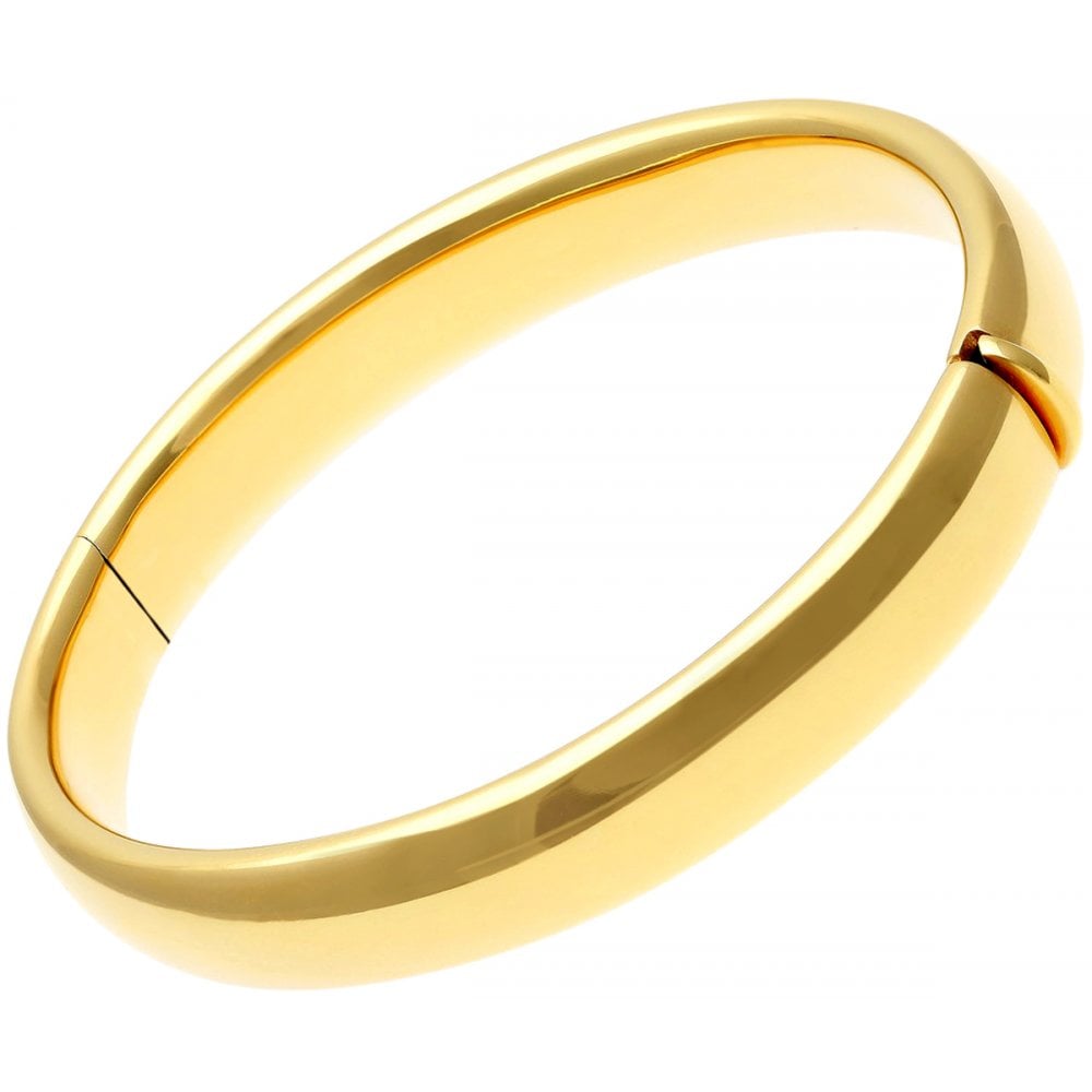 SPARKLD Yellow Gold Plated Silver Domed Bangle ct  Diameter 60mm