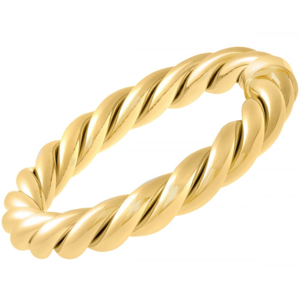 SPARKLD Yellow Gold Plated Silver Twist Rope Slave Bangle ct  Diameter 65mm