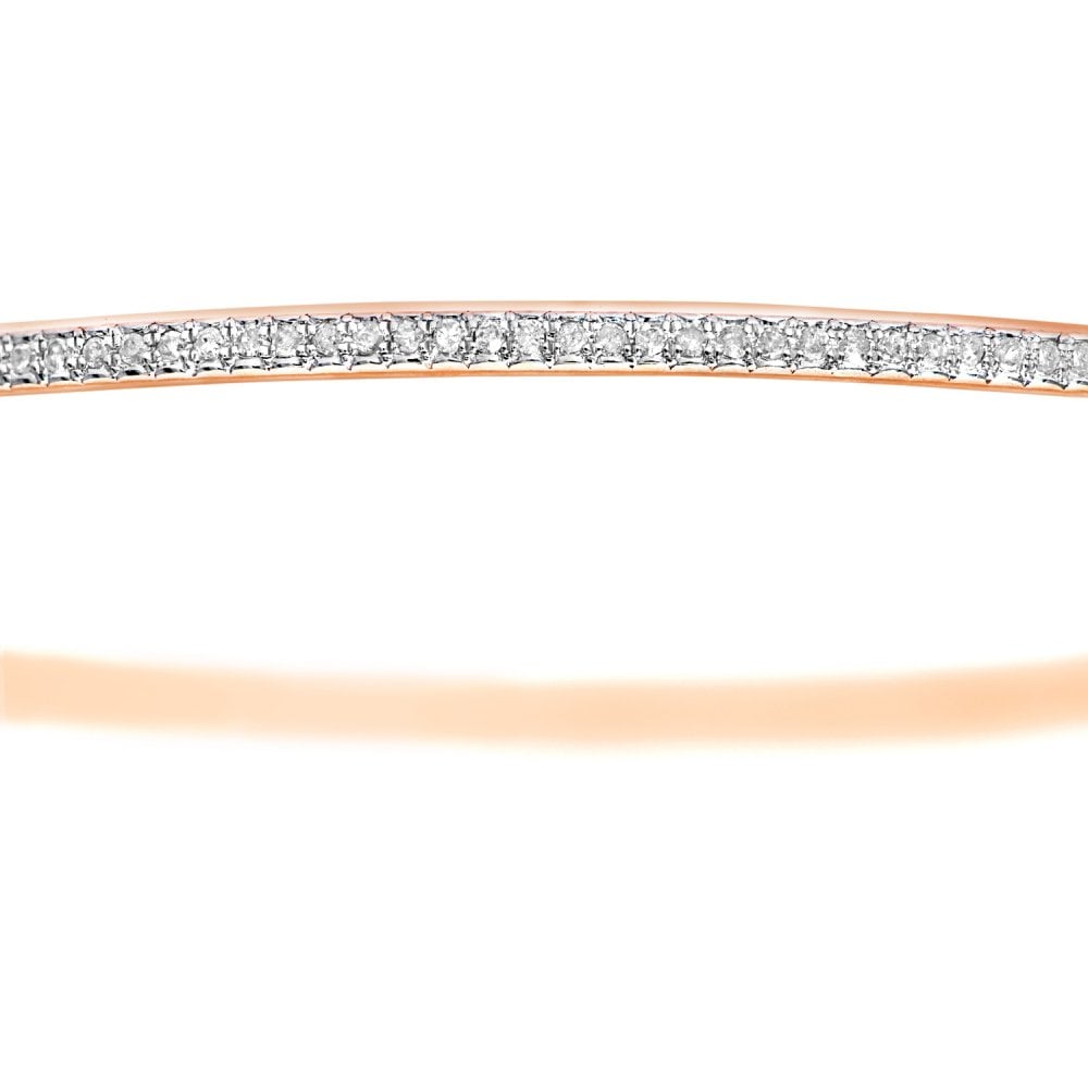 SPARKLD 9ct Rose Gold Pave Set 0.55ct Diamond Bangle of 6.5cm