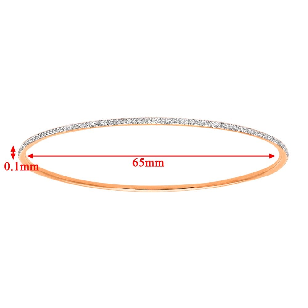 SPARKLD 9ct Rose Gold Pave Set 0.55ct Diamond Bangle of 6.5cm