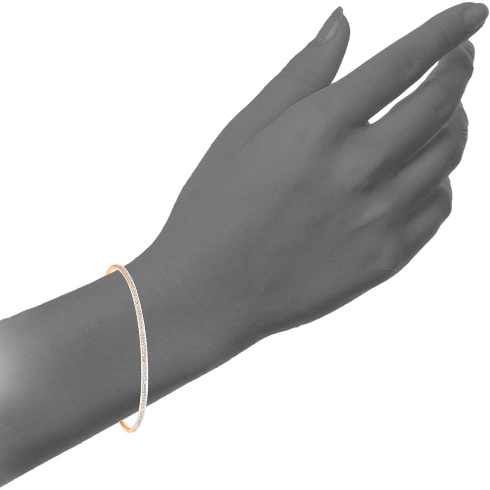 SPARKLD 9ct Rose Gold Pave Set 0.55ct Diamond Bangle of 6.5cm