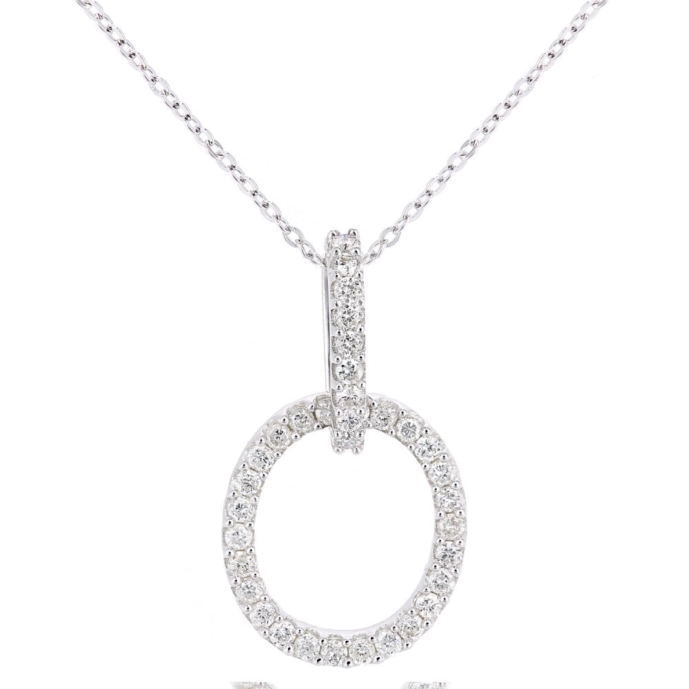 SPARKLD 9ct White Gold 0.33ct Diamond Circle Pendant Necklace