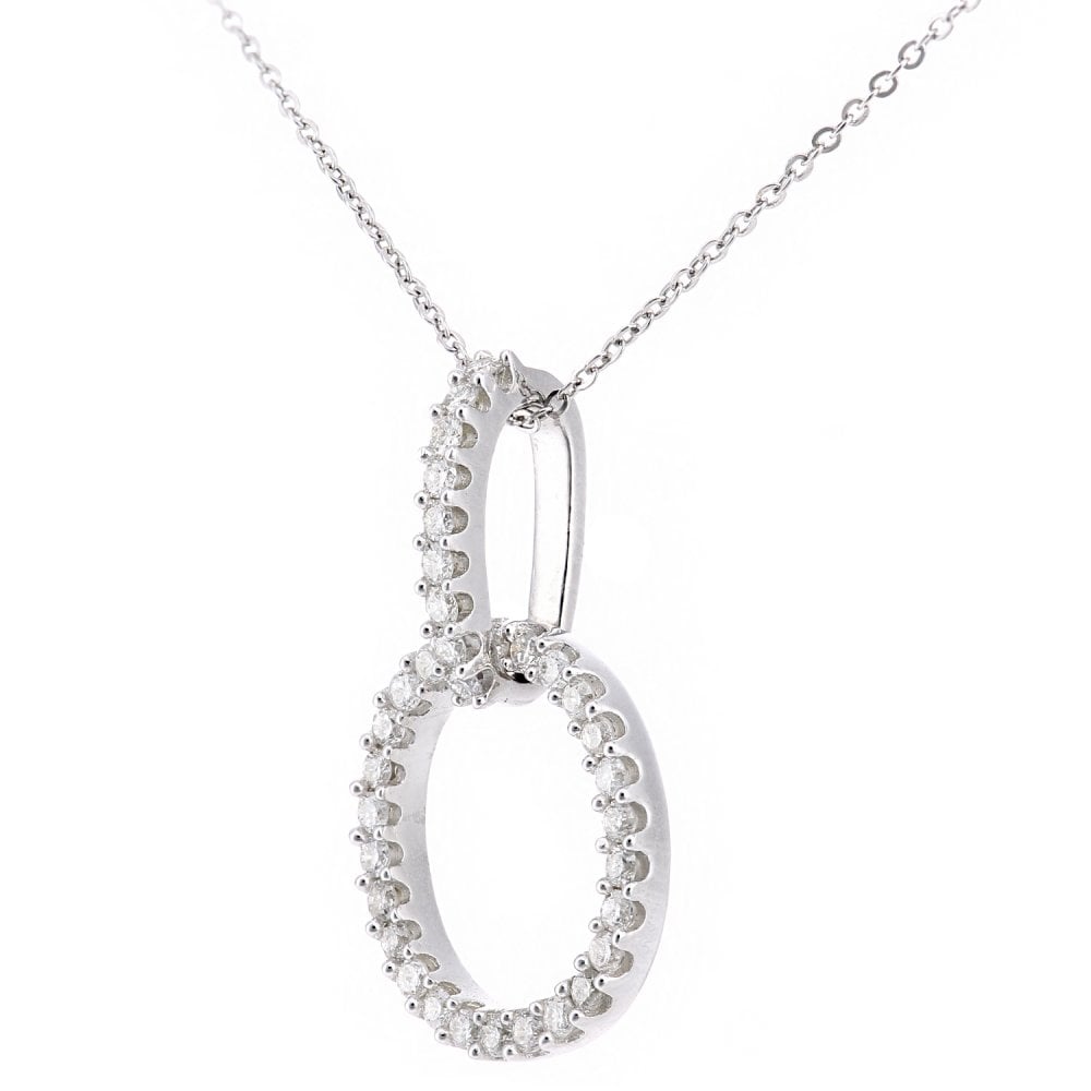 SPARKLD 9ct White Gold 0.33ct Diamond Circle Pendant Necklace
