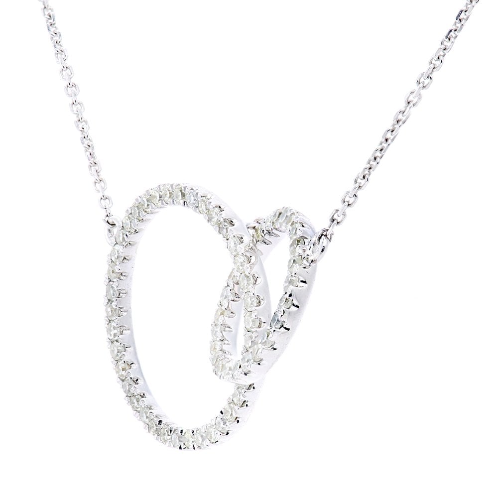 SPARKLD 9ct White Gold 0.33ct Diamond Circle Necklace