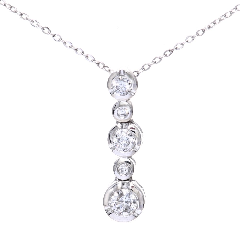SPARKLD 9ct White Gold 0.25ct Diamond Stick Pendant Necklace