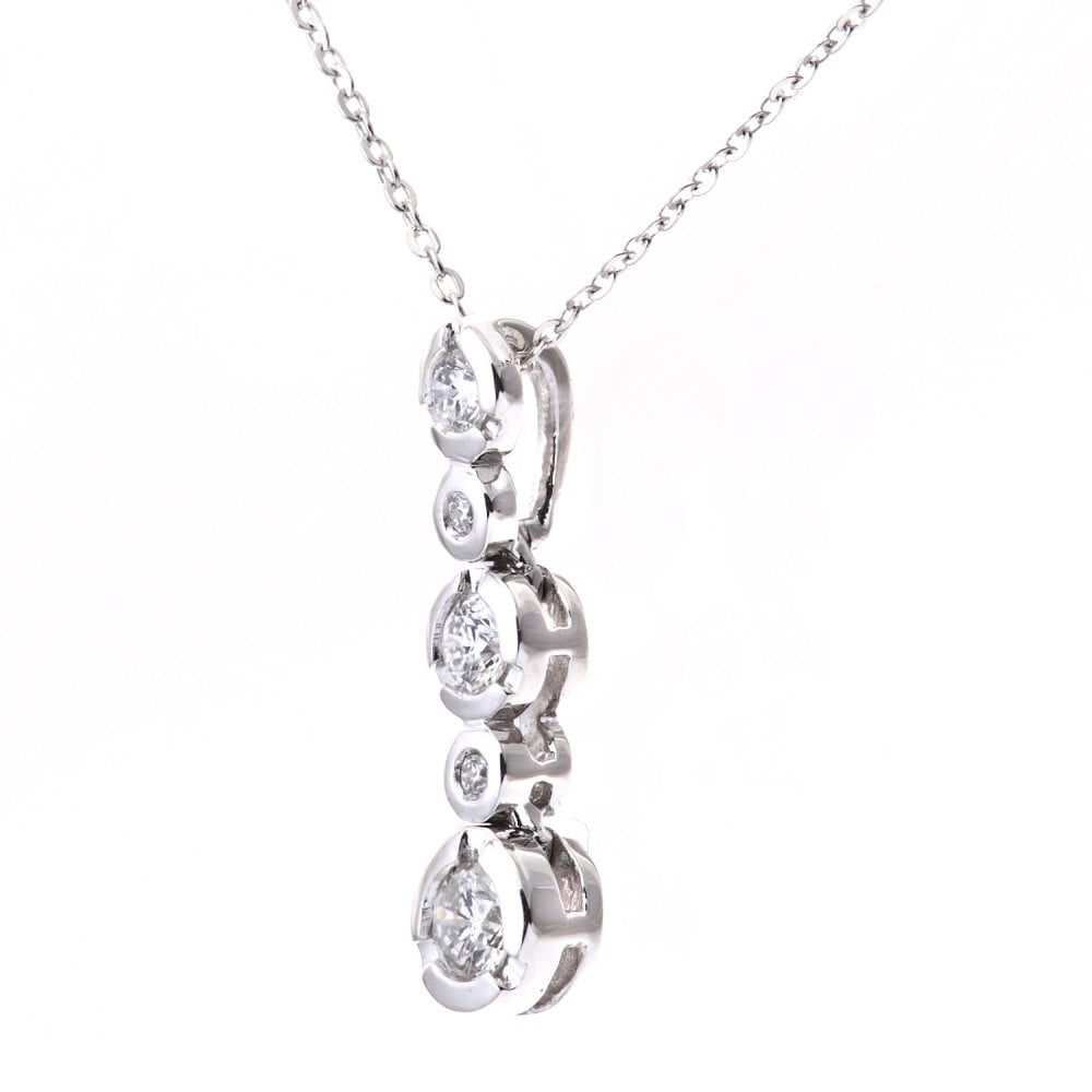 SPARKLD 9ct White Gold 0.25ct Diamond Stick Pendant Necklace