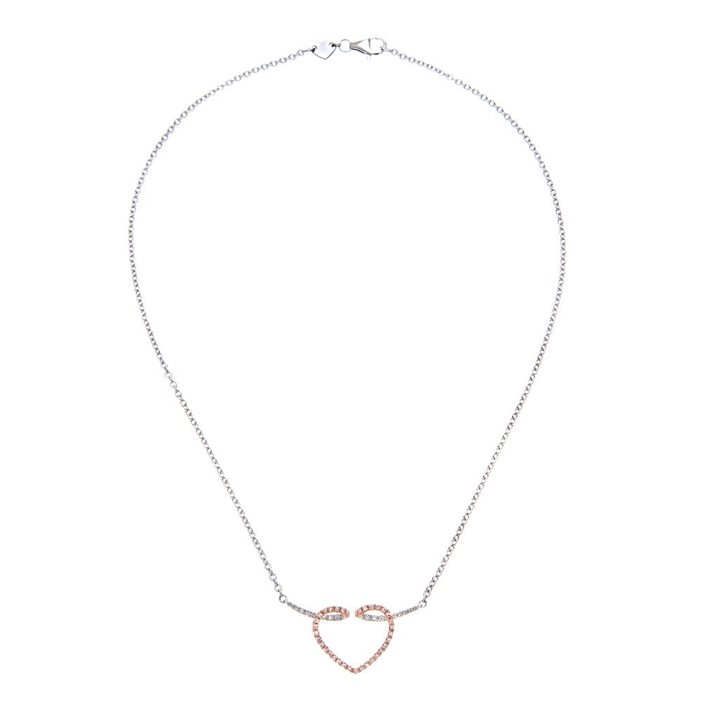 SPARKLD 9ct White Gold 0.25ct Diamond Heart Necklace