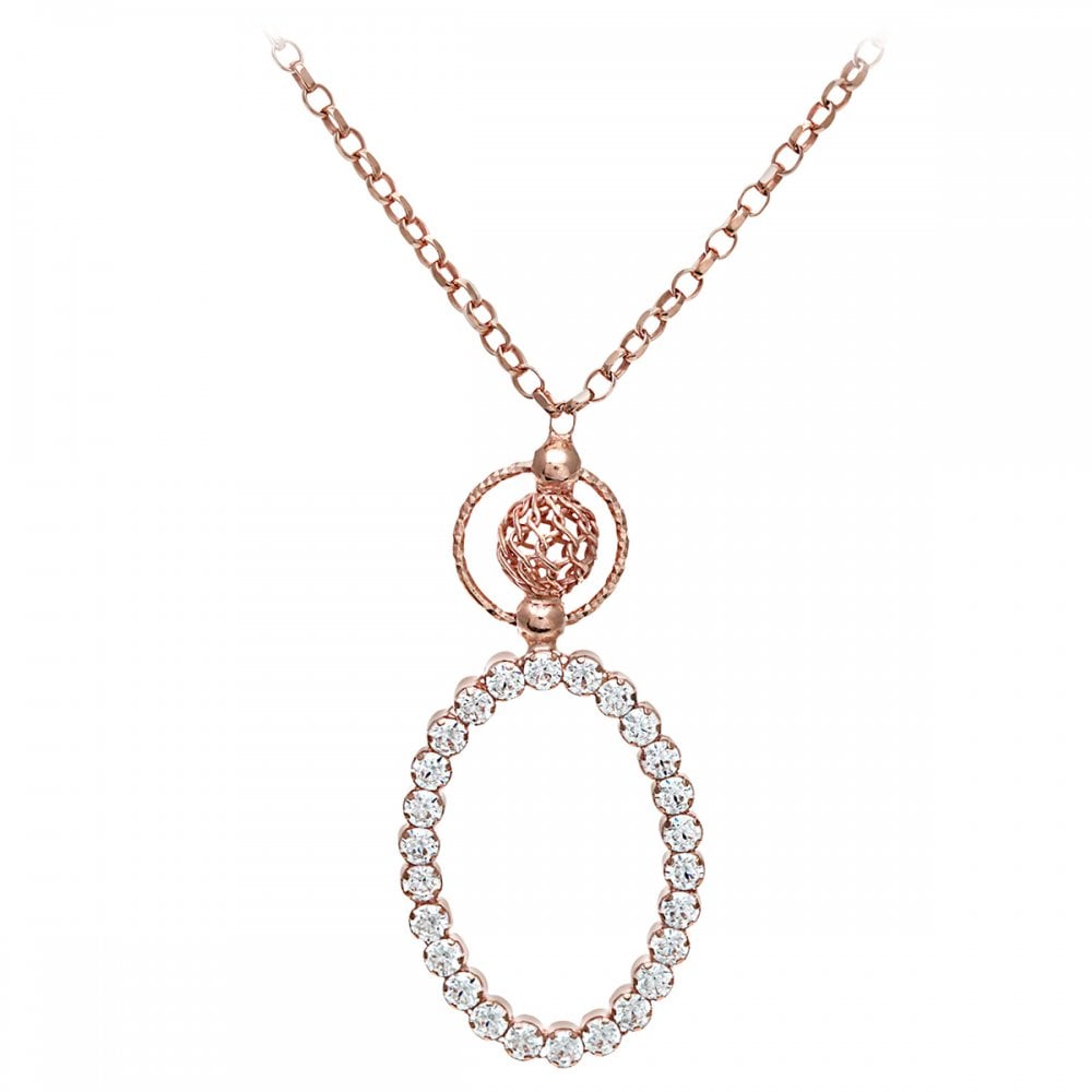 SPARKLD Sterling Silver Rose Gold Necklace with Swarovski Crystals