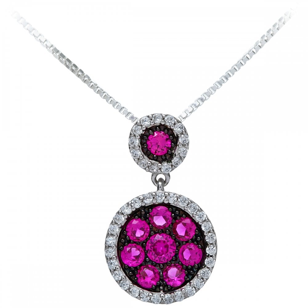 SPARKLD Sterling Silver Created Ruby and CZ Pendant Necklace