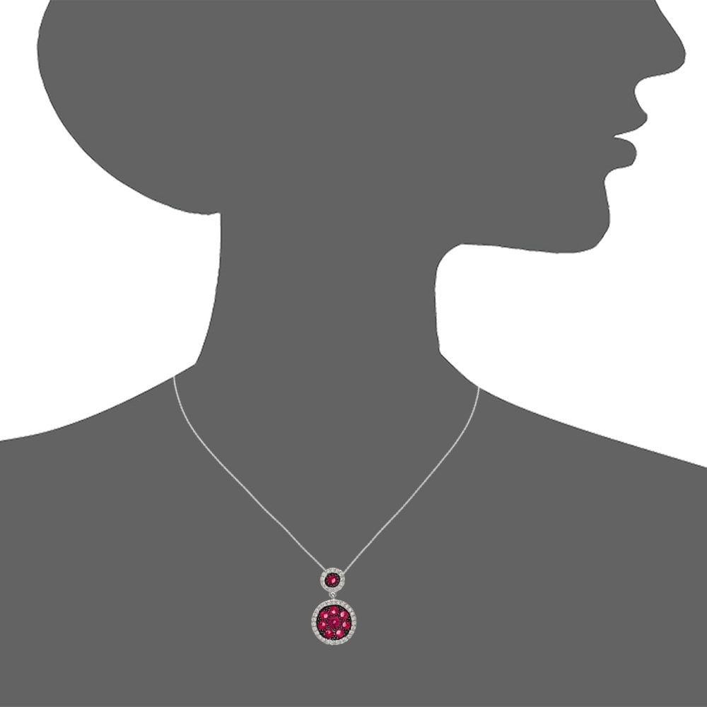 SPARKLD Sterling Silver Created Ruby and CZ Pendant Necklace