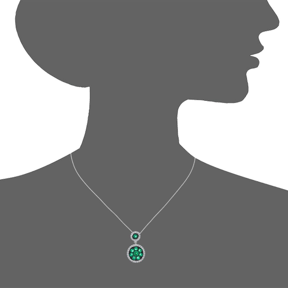 SPARKLD Sterling Silver Created Emerald and CZ Pendant Necklace