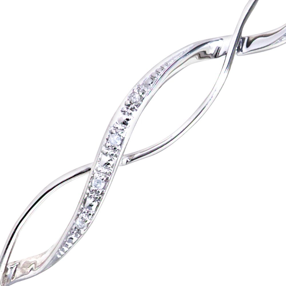 SPARKLD 9ct White Gold 0.05ct Diamond Crossover Bangle