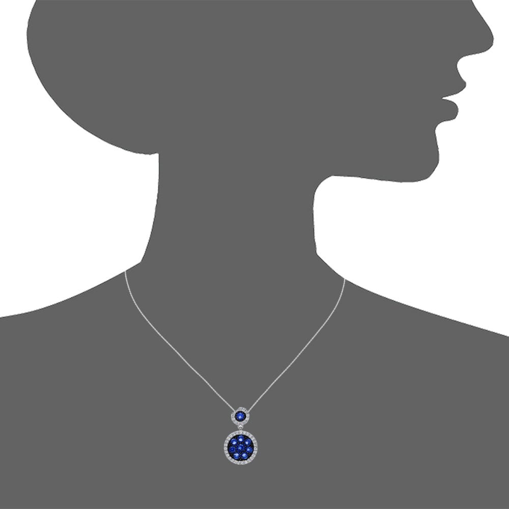 SPARKLD Sterling Silver Created Sapphire and CZ Pendant Necklace