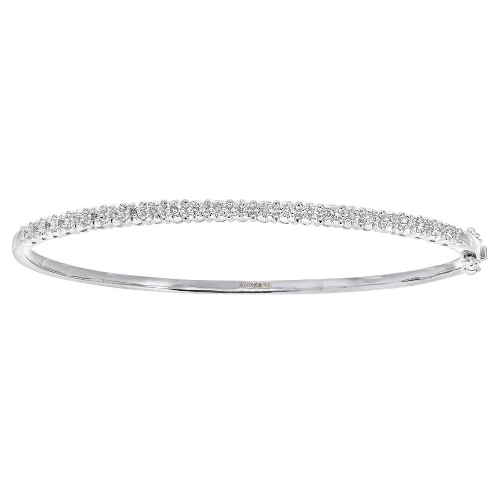 SPARKLD 9ct White Gold 0.10ct Diamond Bangle