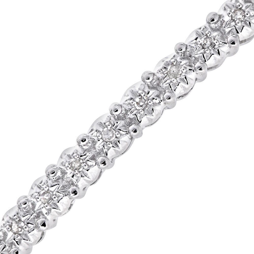 SPARKLD 9ct White Gold 0.10ct Diamond Bangle