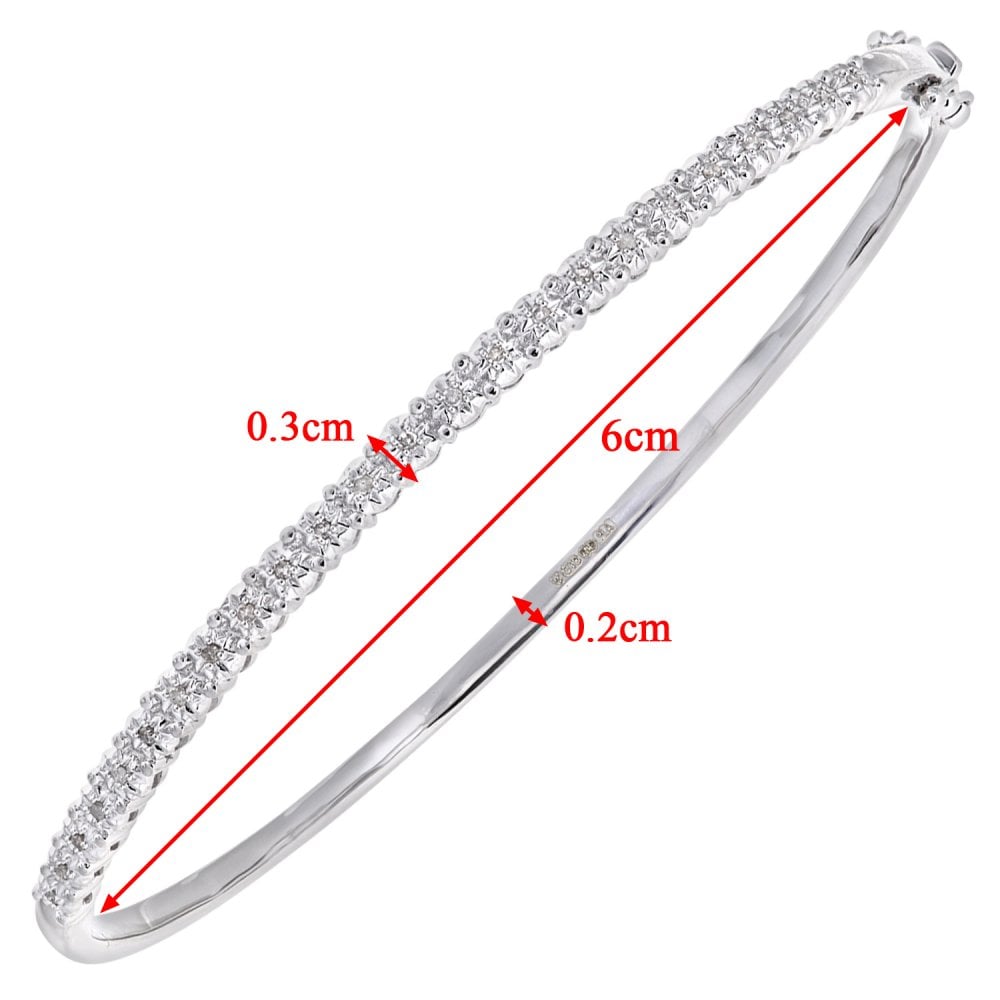 SPARKLD 9ct White Gold 0.10ct Diamond Bangle