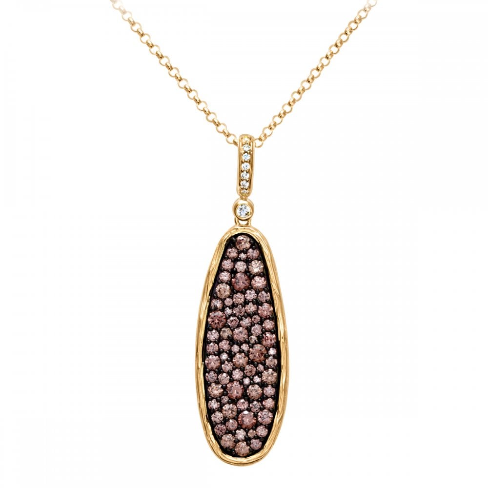 SPARKLD Yellow Gold Plated Silver Brown CZ Pendant Necklace