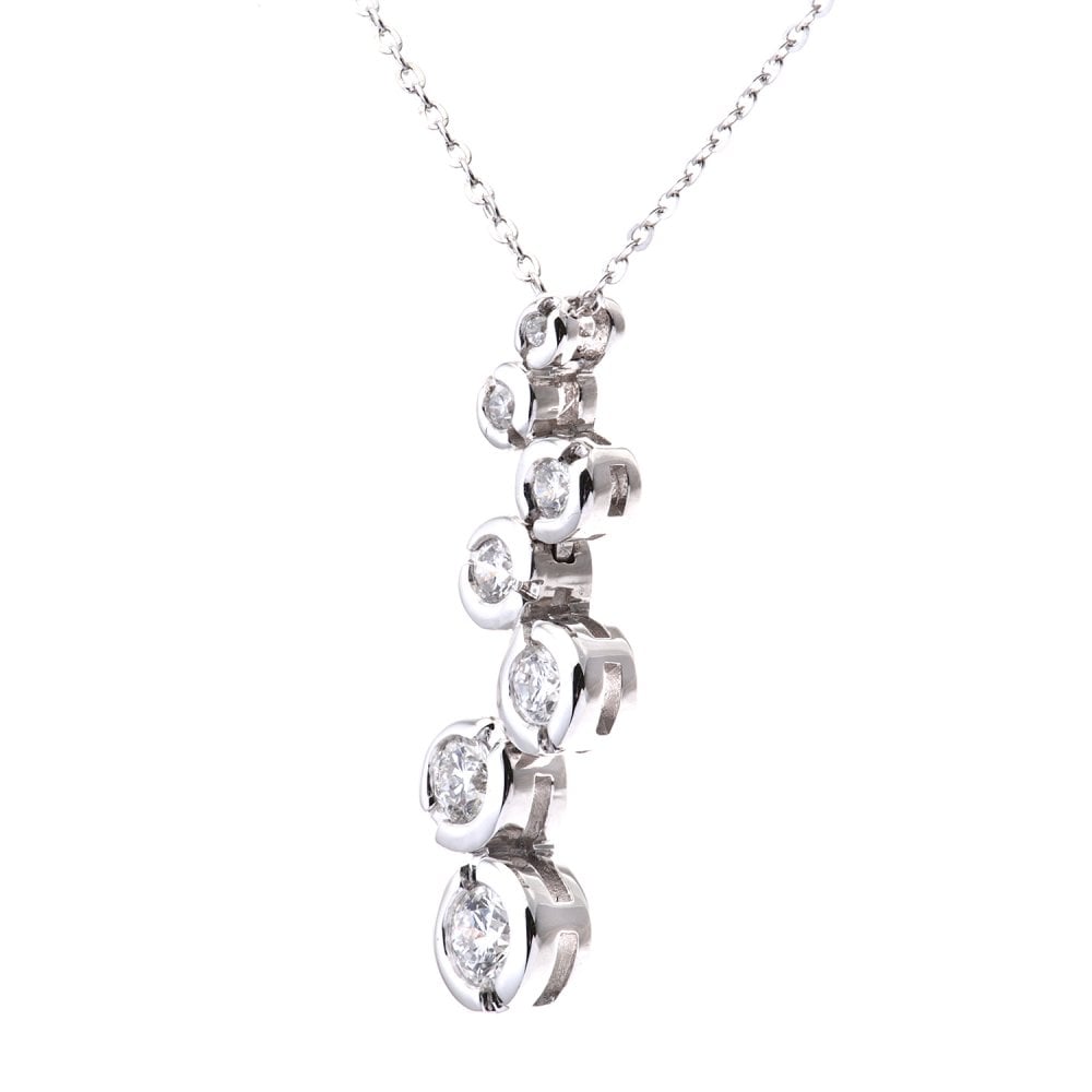 SPARKLD 9ct White Gold 0.33ct Diamond Stick Pendant Necklace