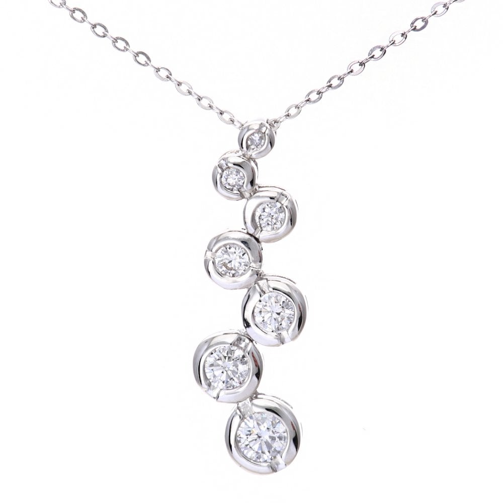 SPARKLD 9ct White Gold 0.33ct Diamond Stick Pendant Necklace