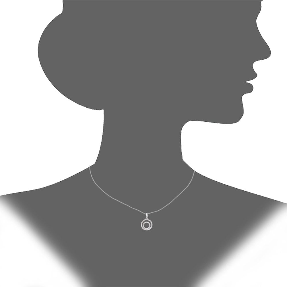 SPARKLD 9ct White Gold Circle 0.25ct Diamond Pendant Necklace