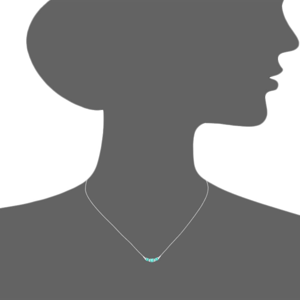 SPARKLD 9ct White Gold Emerald and 0.05ct Diamond Necklace