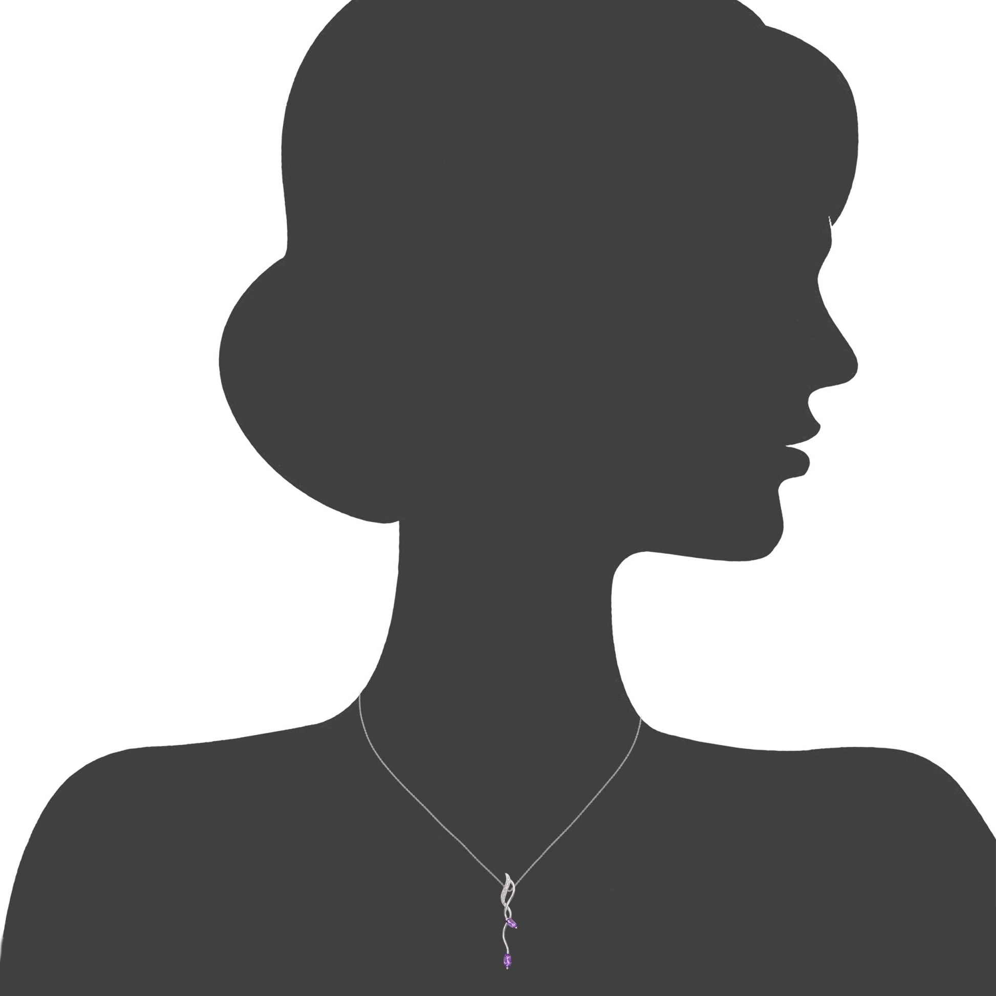 SPARKLD 9ct White Gold Marquise Amethyst and 0.02ct Diamond Pendant Necklace