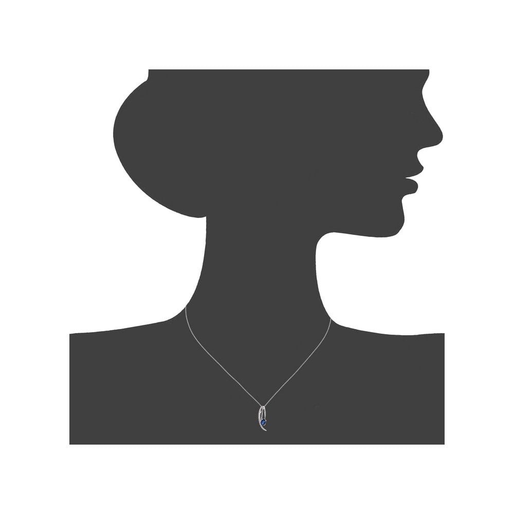 SPARKLD 9ct White Gold Oval Sapphire and 0.10ct Diamond Pendant Necklace