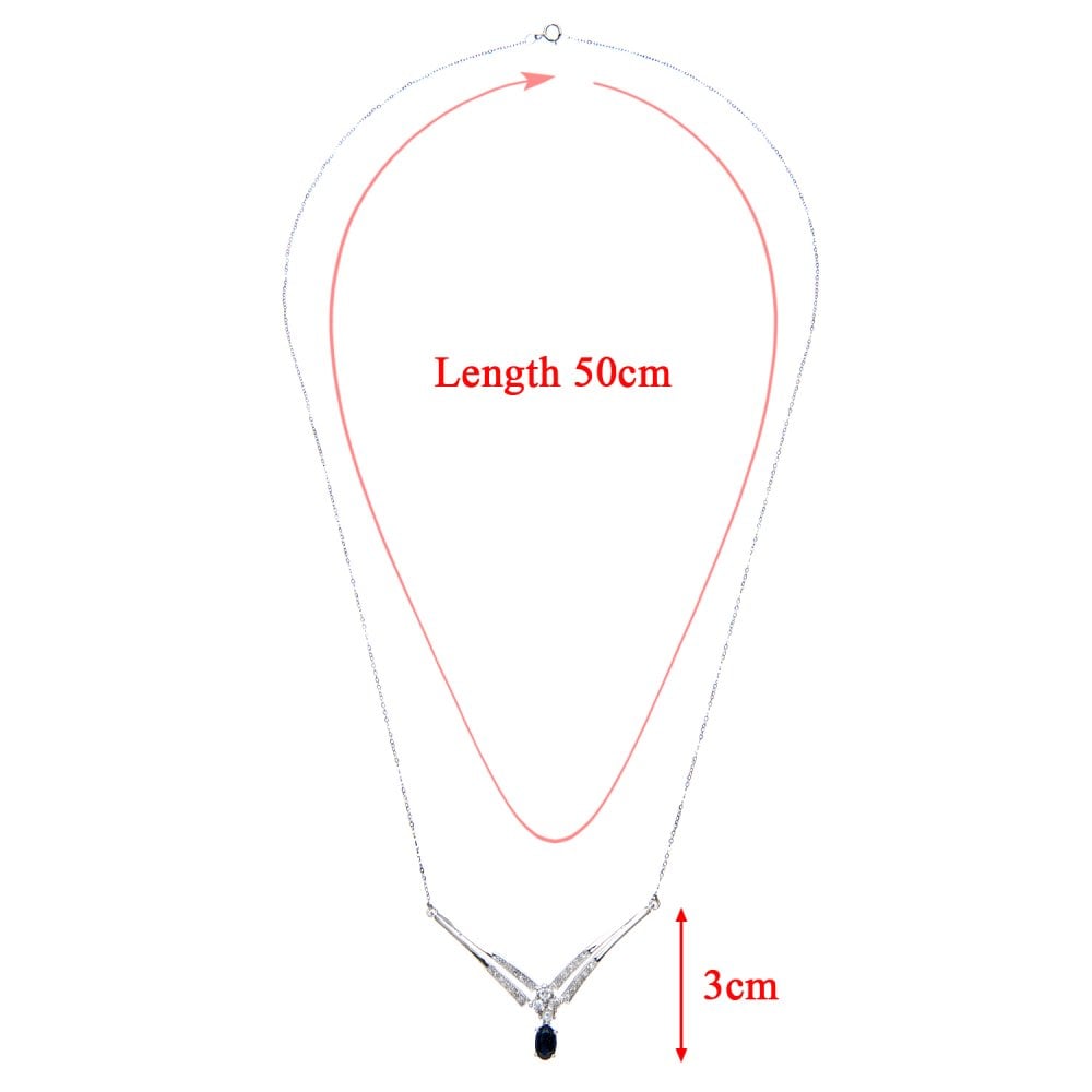 SPARKLD 9ct White Gold Fancy 0.15ct Diamond and Sapphire Necklace