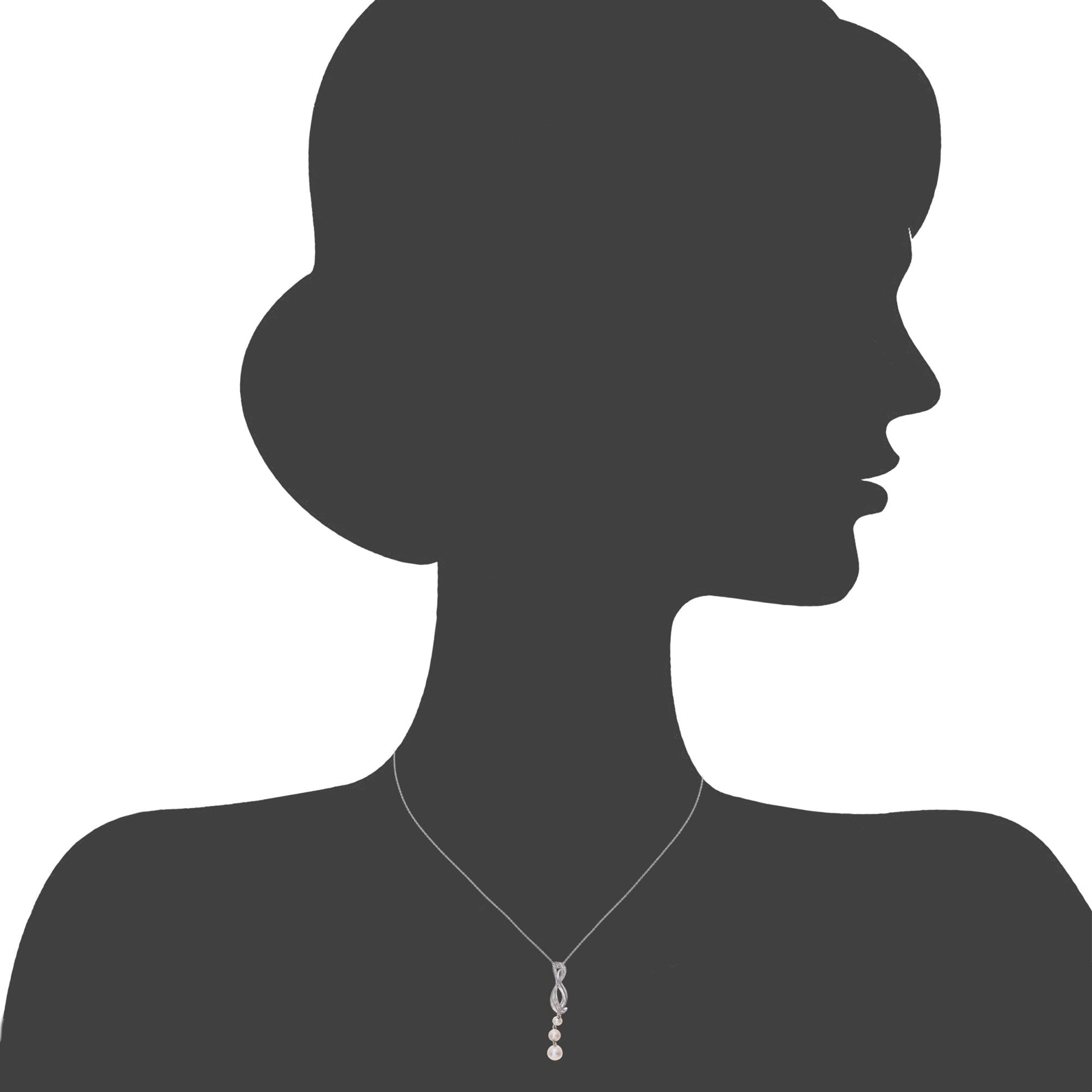 SPARKLD 9ct White Gold Pearl and 0.02ct Diamond Pendant Necklace