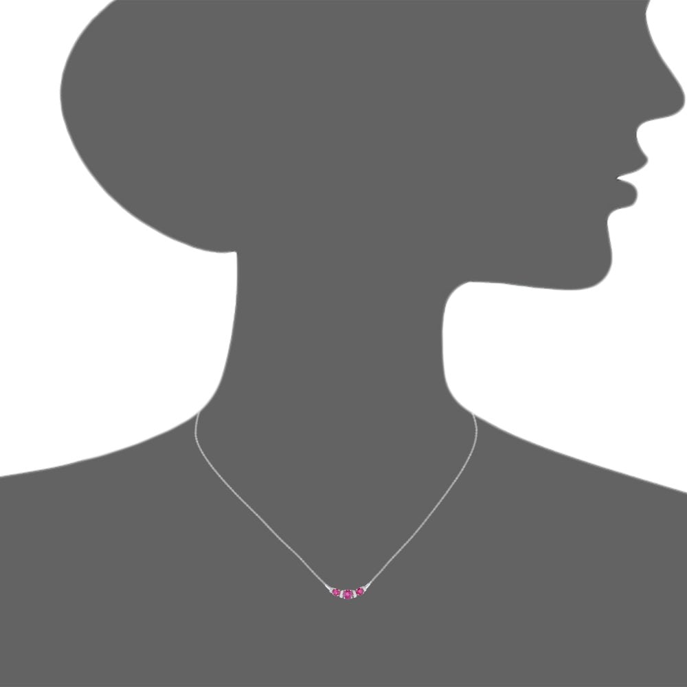 SPARKLD 9ct White Gold Ruby and 0.05ct Diamond Necklace