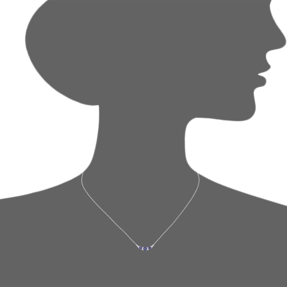 SPARKLD 9ct White Gold Sapphire and 0.05ct Diamond Necklace