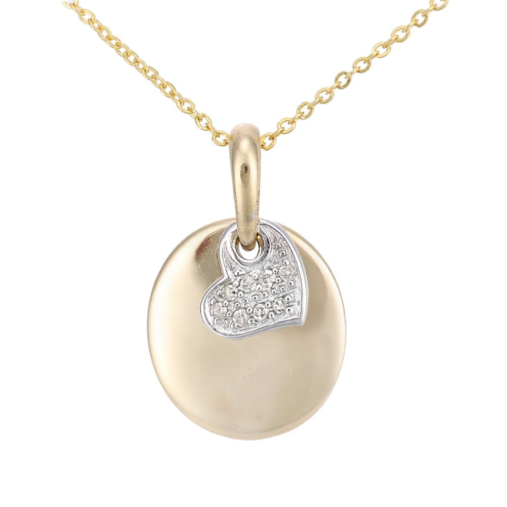 SPARKLD 9ct Yellow and White Gold 0.03ct Diamond Heart Pendant Necklace