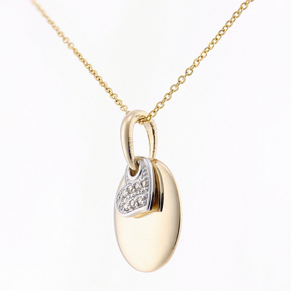 SPARKLD 9ct Yellow and White Gold 0.03ct Diamond Heart Pendant Necklace