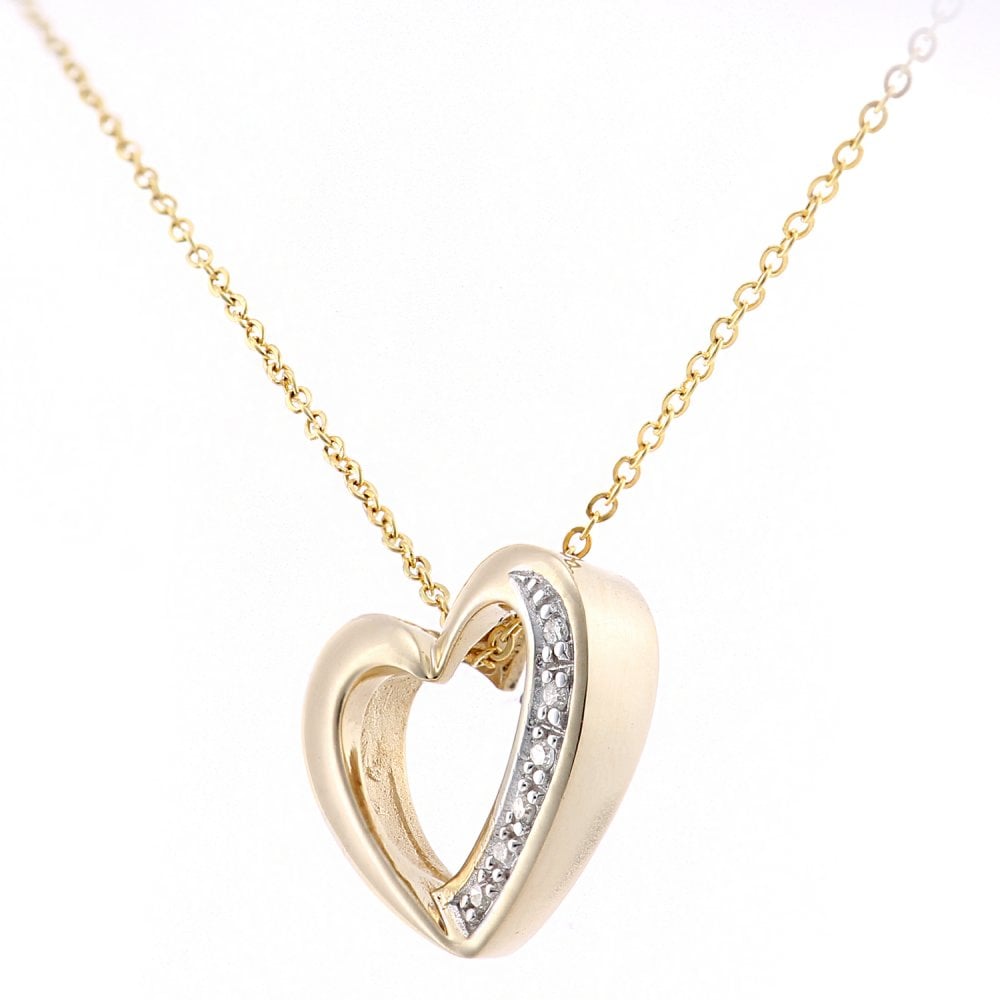 SPARKLD 9ct Yellow Gold 0.02ct Diamond Heart Pendant Necklace