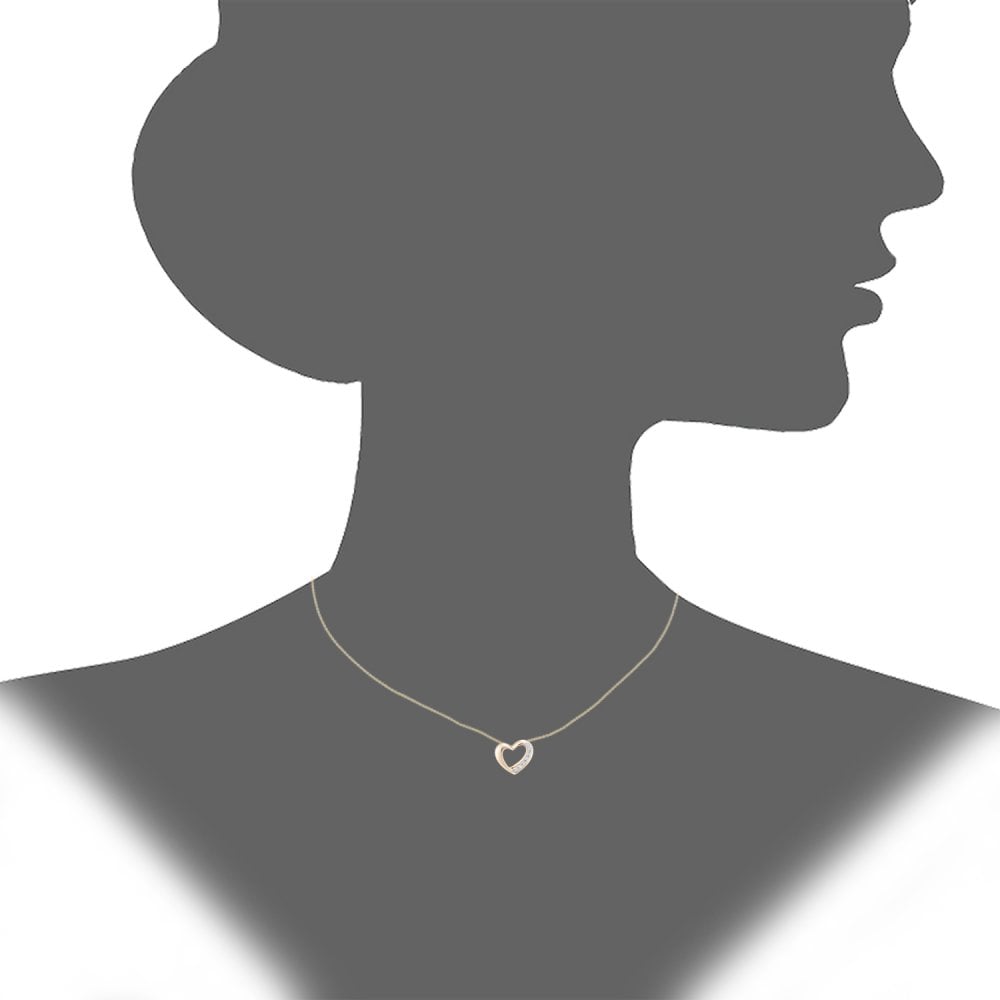 SPARKLD 9ct Yellow Gold 0.02ct Diamond Heart Pendant Necklace