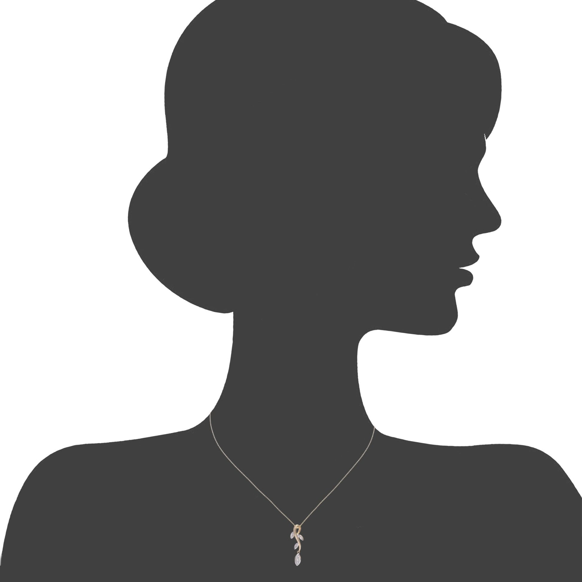 SPARKLD 9ct Yellow Gold 0.02ct Diamond Leaf Pendant Necklace