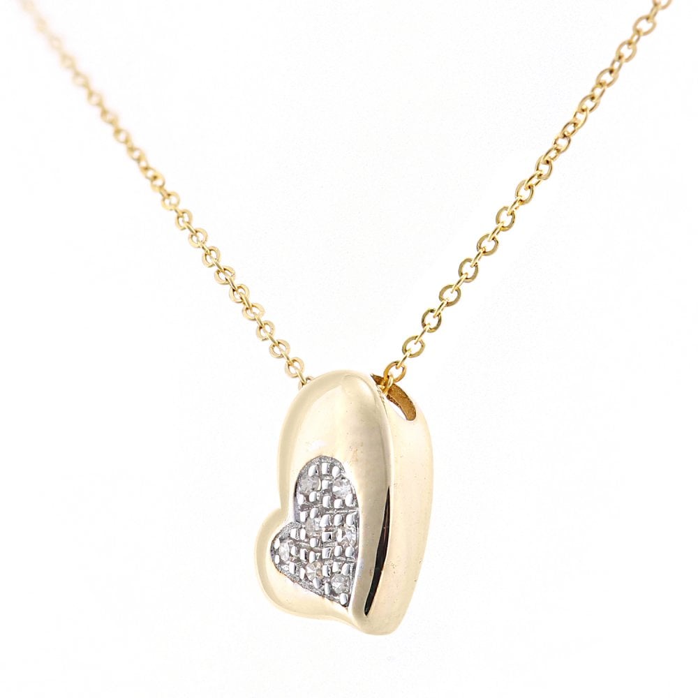 SPARKLD 9ct Yellow Gold 0.03ct Diamond Heart Halo Pendant Necklace