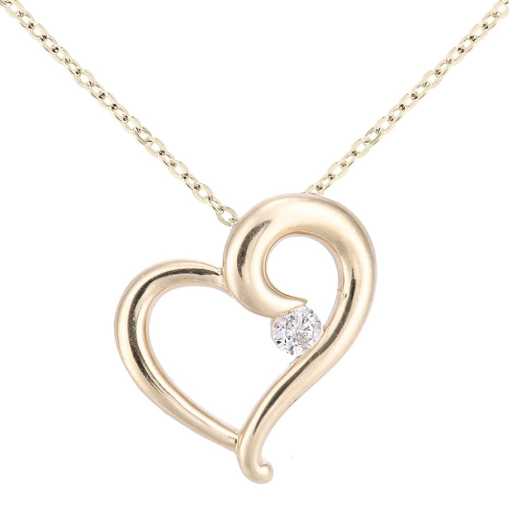 SPARKLD 9ct Yellow Gold 0.03ct Diamond Heart Pendant Necklace