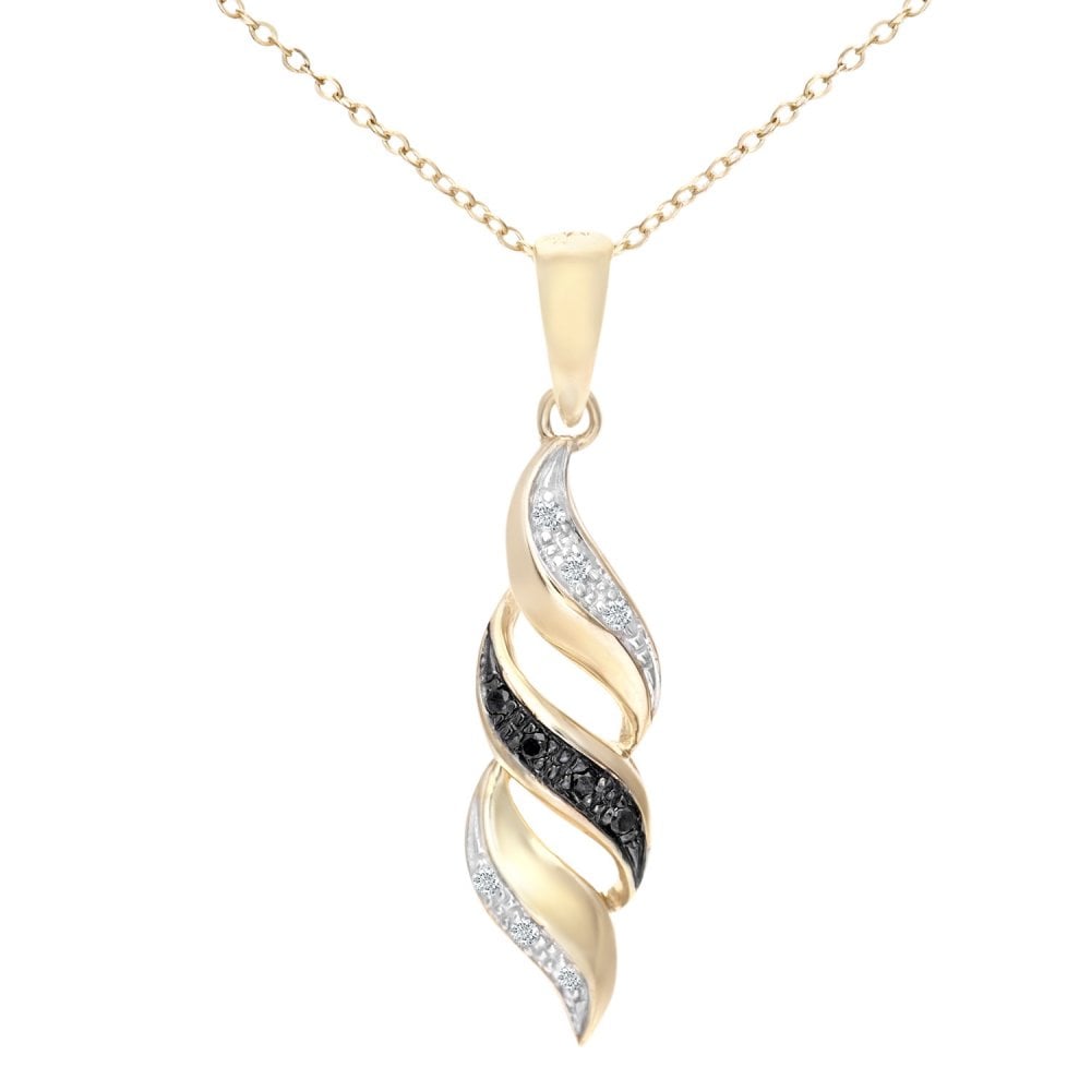 SPARKLD 9ct Yellow Gold 0.04ct Diamond Twist Pendant Necklace