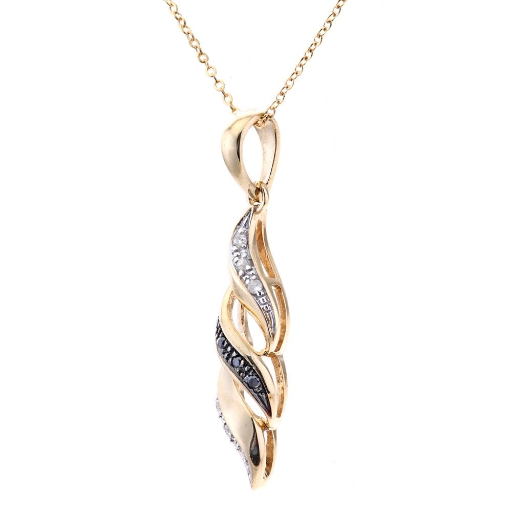SPARKLD 9ct Yellow Gold 0.04ct Diamond Twist Pendant Necklace