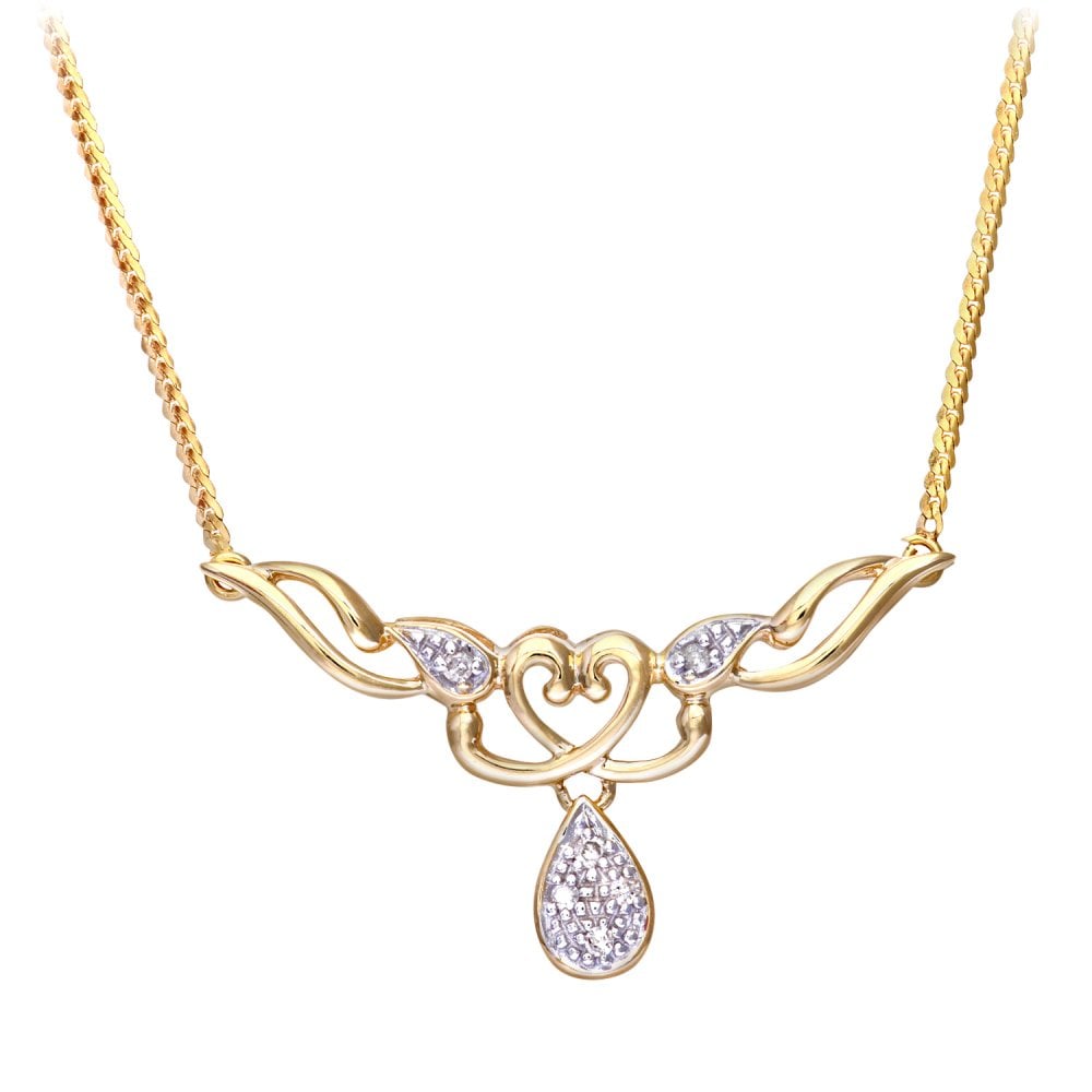 SPARKLD 9ct Yellow Gold 0.05ct Diamond Heart Necklace