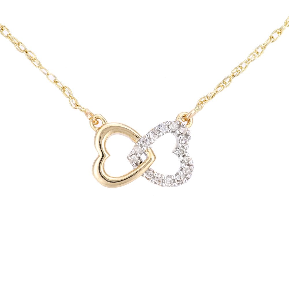 SPARKLD 9ct Yellow Gold 0.07ct Diamond Heart Infinity Necklace