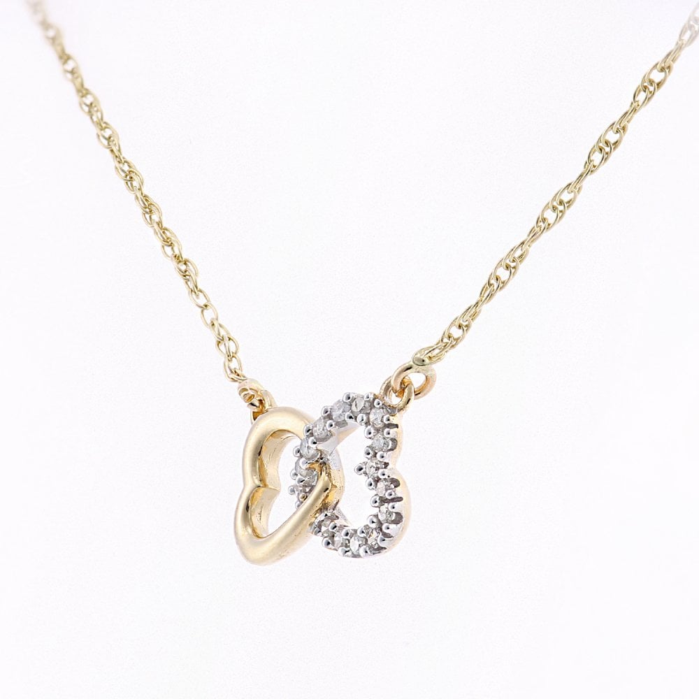 SPARKLD 9ct Yellow Gold 0.07ct Diamond Heart Infinity Necklace