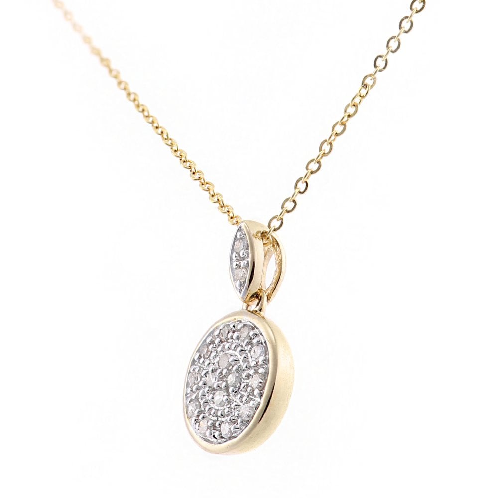 SPARKLD 9ct Yellow Gold 0.08ct Diamond Halo Pendant Necklace