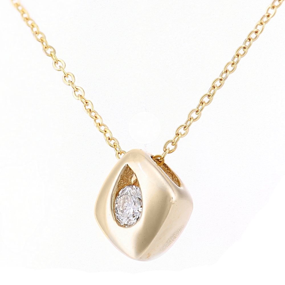 SPARKLD 9ct Yellow Gold 0.08ct Diamond Solitaire Pendant Necklace